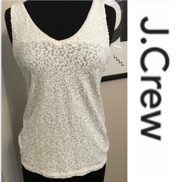 J. Crew Tops - J. Crew White Sequined tank Small
